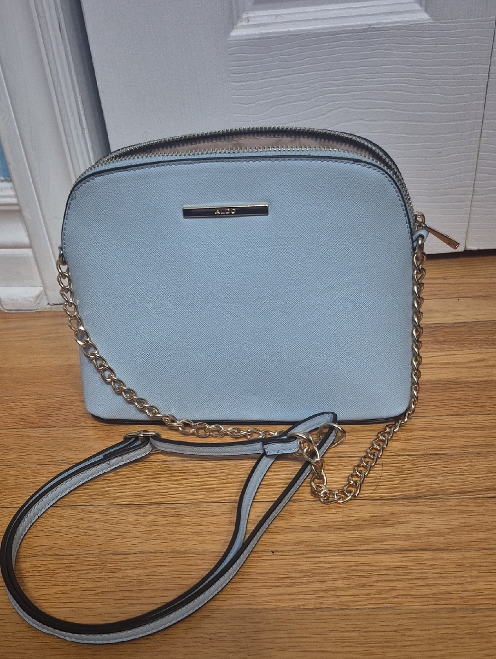 Aldo Powder Blue Crossbody with Gold Chain Detail